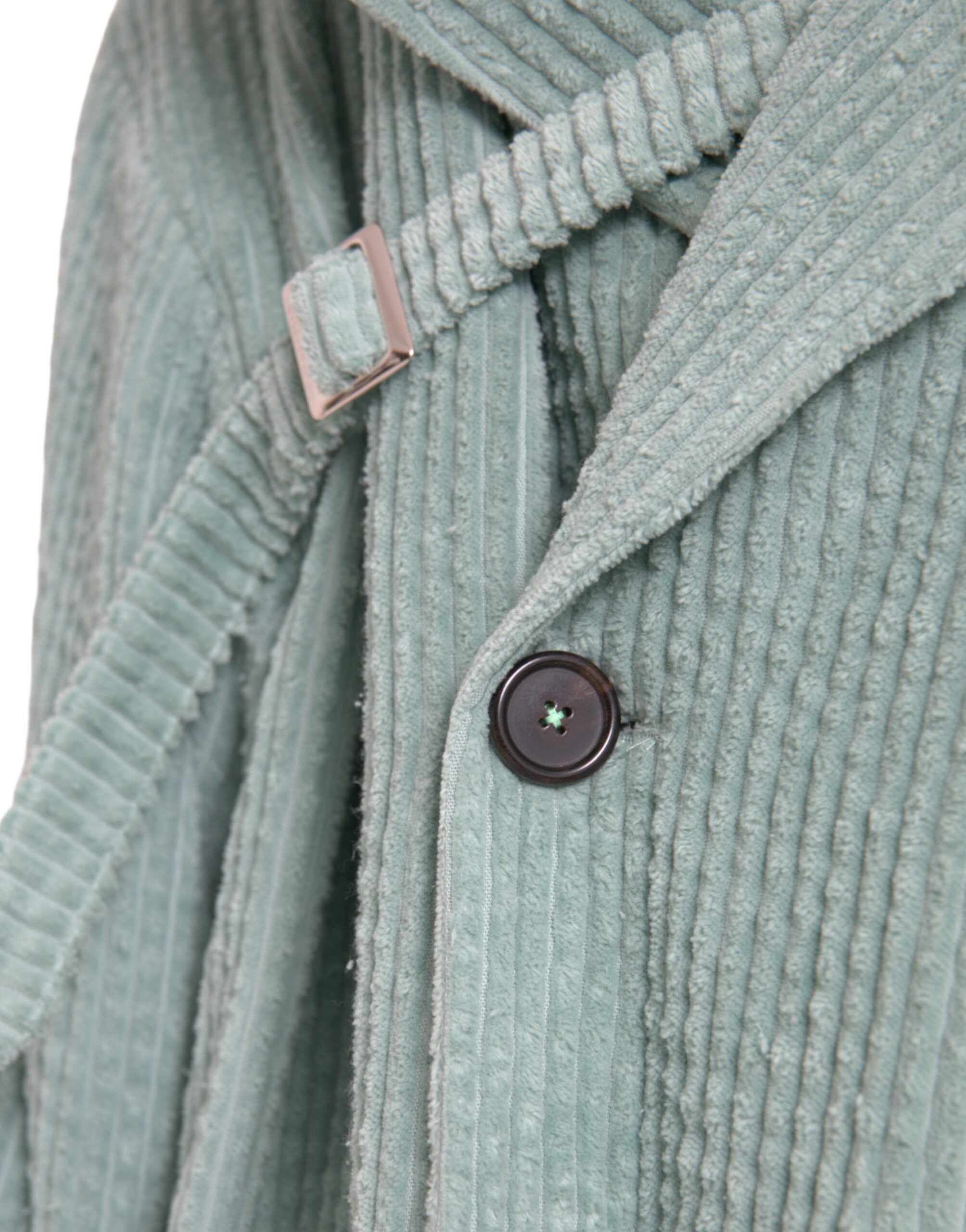Veste en coton corduroy bleu à double boutonnage Dolce & Gabbana, style élégant et classique pour hommes.