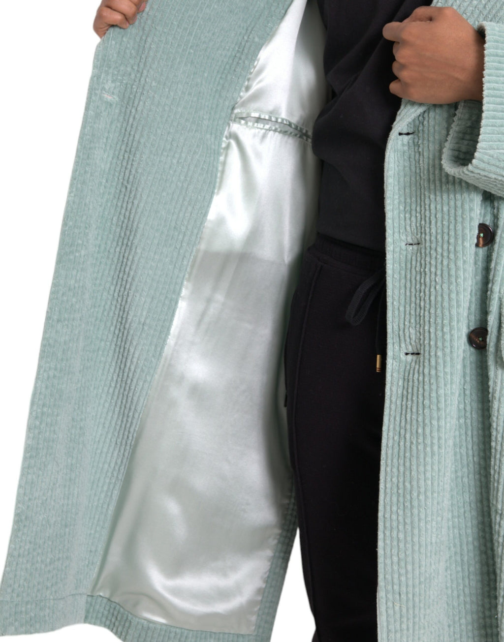Veste en coton en velours côtelé bleu double boutonnage de Dolce & Gabbana, style élégant et moderne.