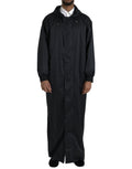 Veste longue noire en polyester avec capuche de Dolce & Gabbana, coupe décontractée, design moderne et style urbain.