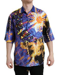 Chemise décontractée en coton Dolce & Gabbana à imprimé Luminarie multicolore, style élégant et coloré.