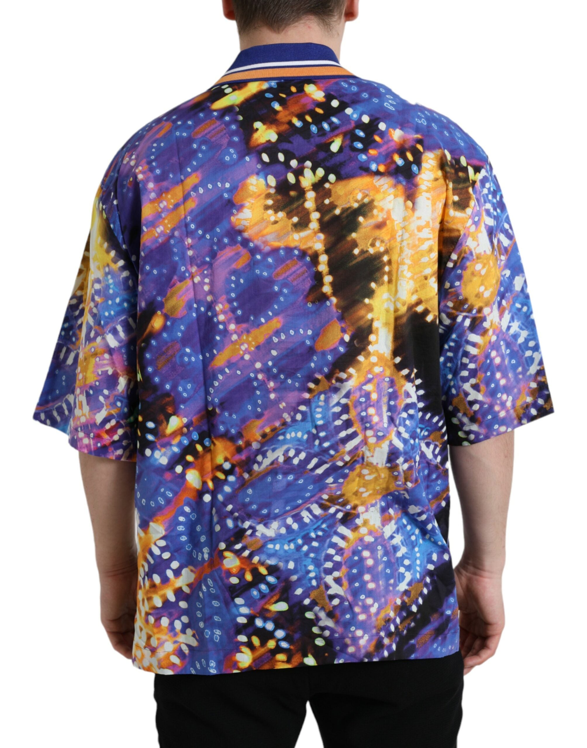 Chemise décontractée en coton Dolce & Gabbana à imprimé multicolore Luminarie, style casual et élégant.