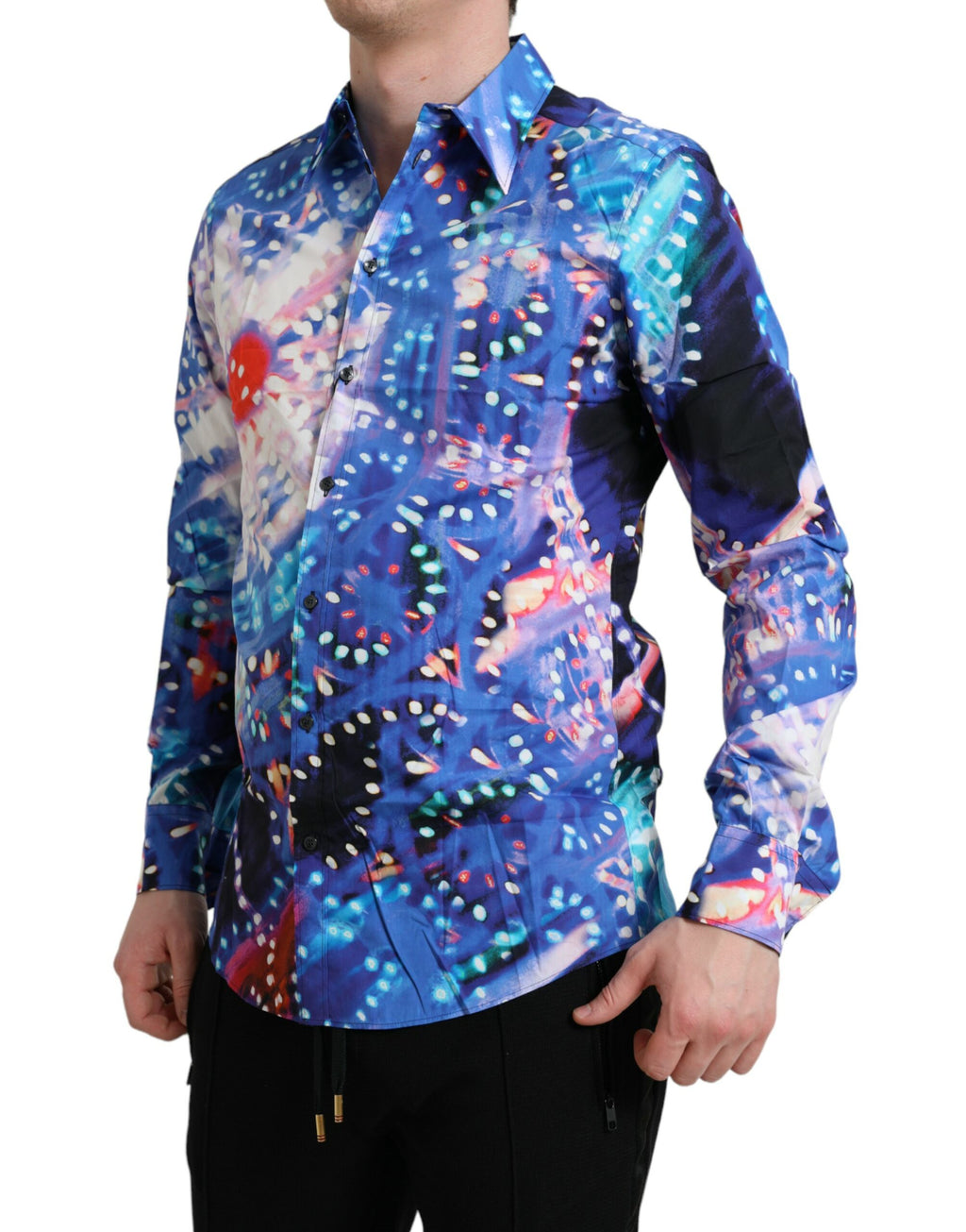 Chemise slim Dolce & Gabbana Luminarie multicolore avec motifs lumineux et détails sophistiqués, style élégant et moderne.