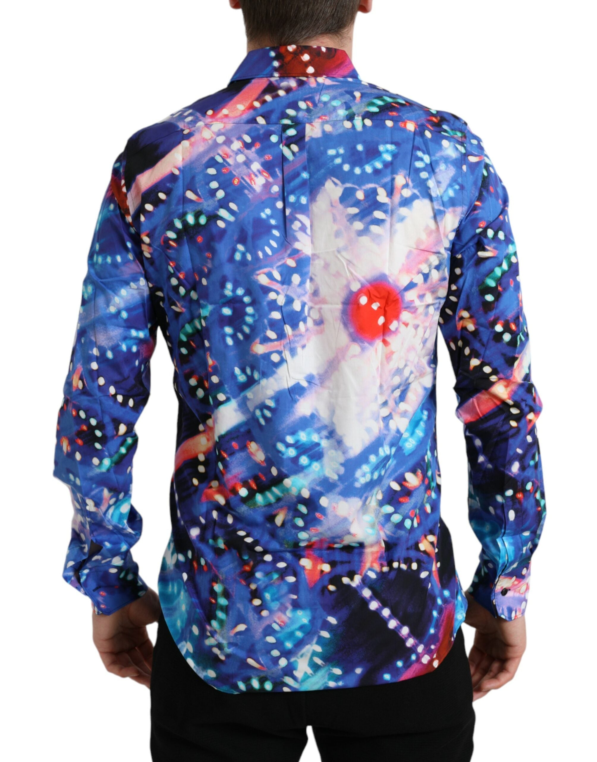 Chemise Dolce & Gabbana Luminarie Slim Martini multicolore avec motifs lumineux et détails élégants.