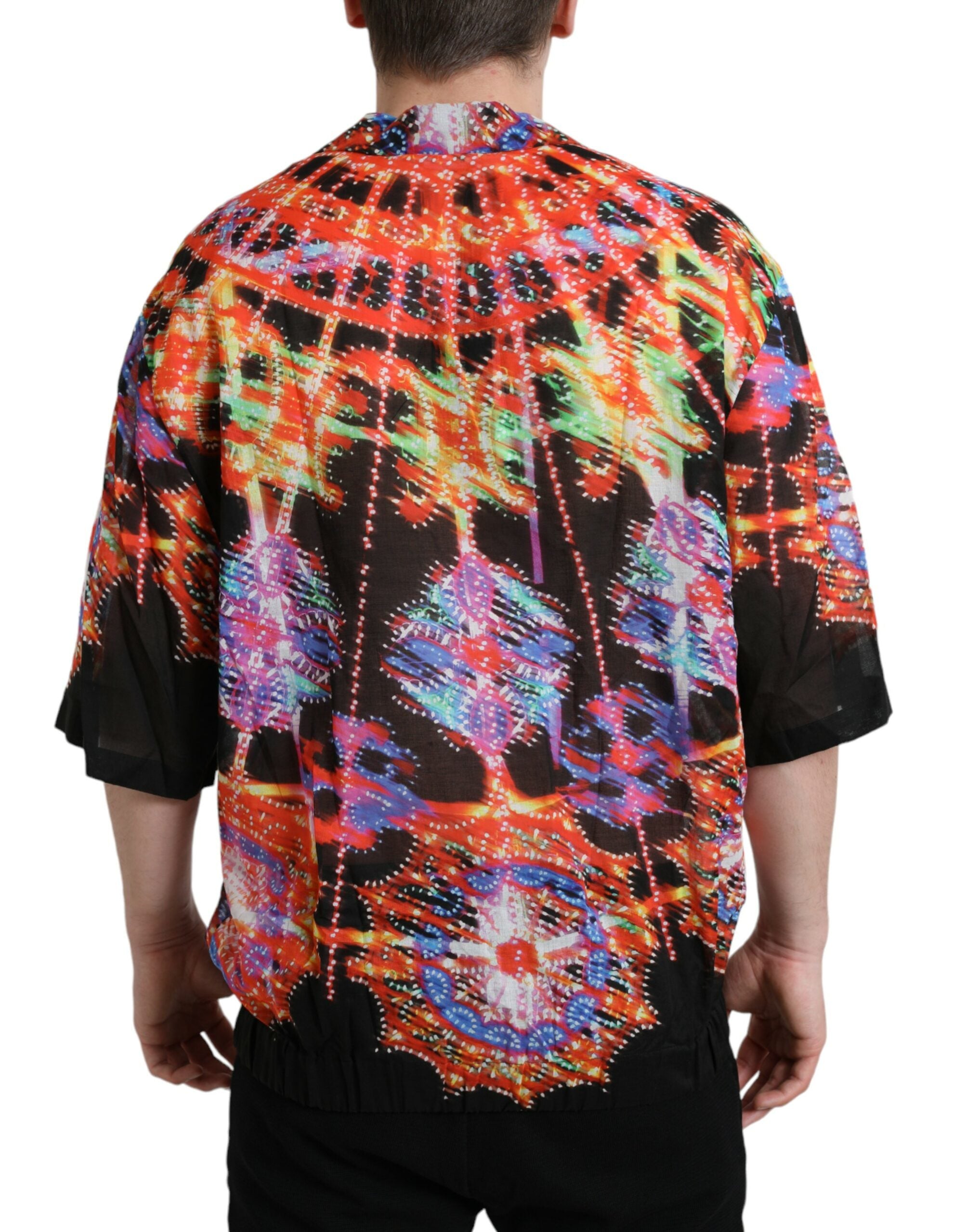 T-shirt en coton Dolce & Gabbana à imprimé Luminarie multicolore, style moderne avec design coloré et graphique.