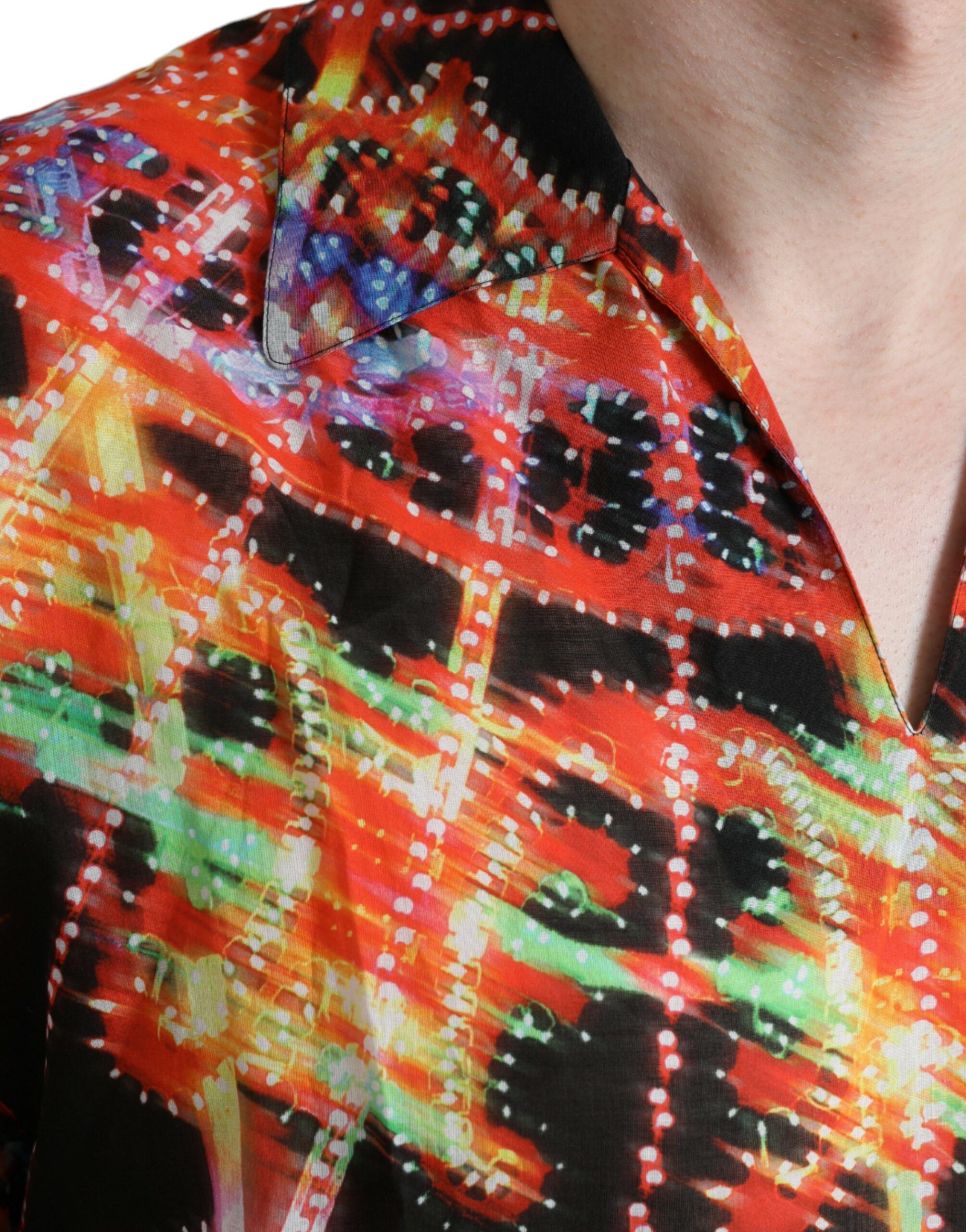 T-shirt en coton multicolore avec motif Luminarie de Dolce & Gabbana, design vibrant et coloré.