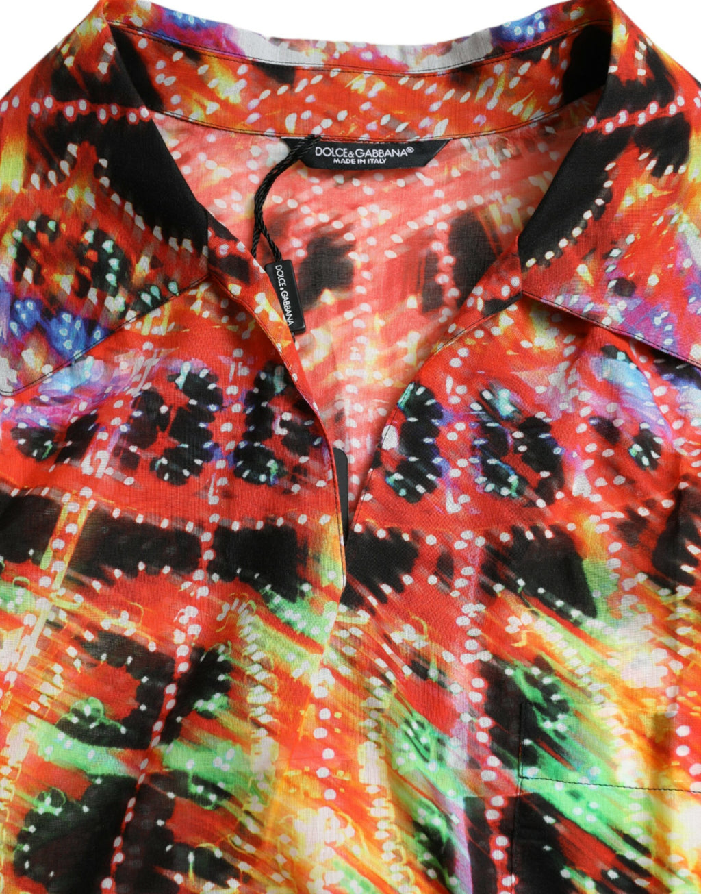 T-shirt en coton multicolore avec motif Luminarie de Dolce & Gabbana, design vibrant et artistique.