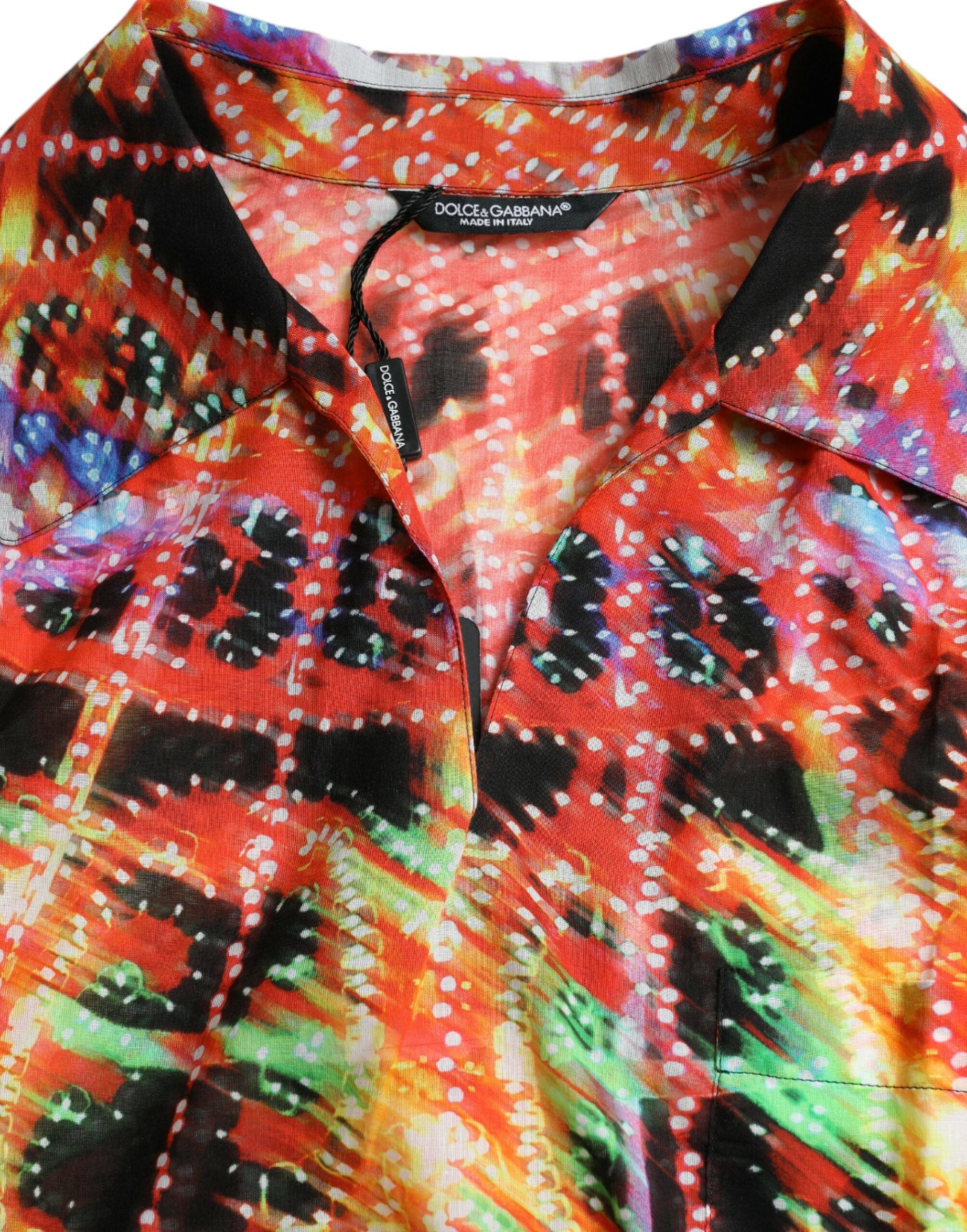 T-shirt en coton multicolore avec motif Luminarie de Dolce & Gabbana, design vibrant et artistique.