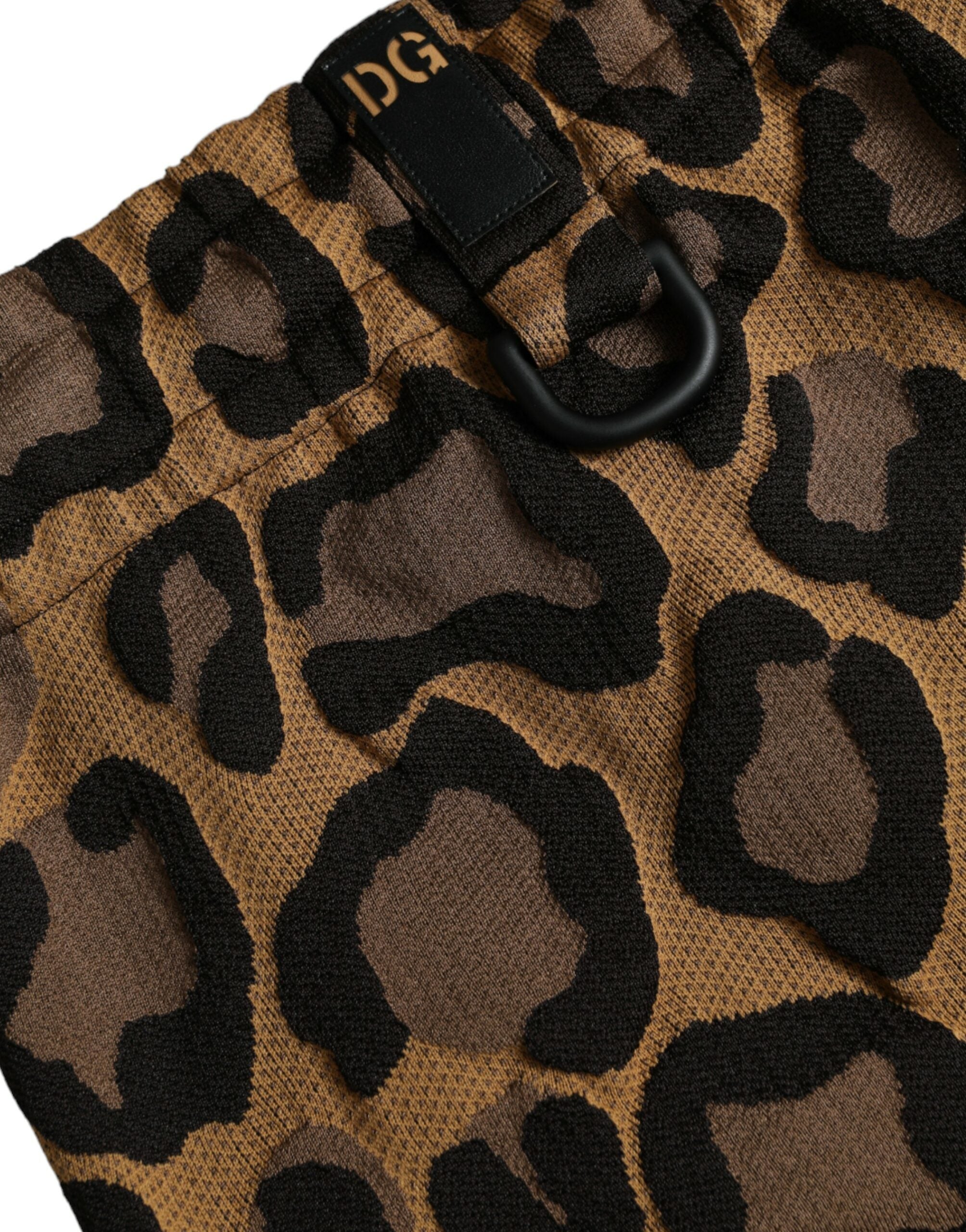 Pantalon jogger en polyester à imprimé léopard marron Dolce & Gabbana, style décontracté et tendance.