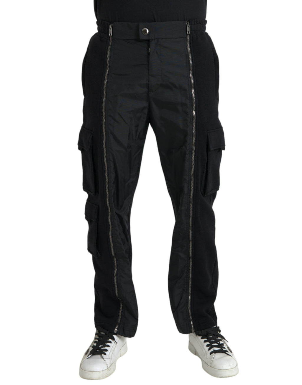 Pantalon skinny noir en coton mélangé de Dolce & Gabbana, coupe ajustée et détails modernes.