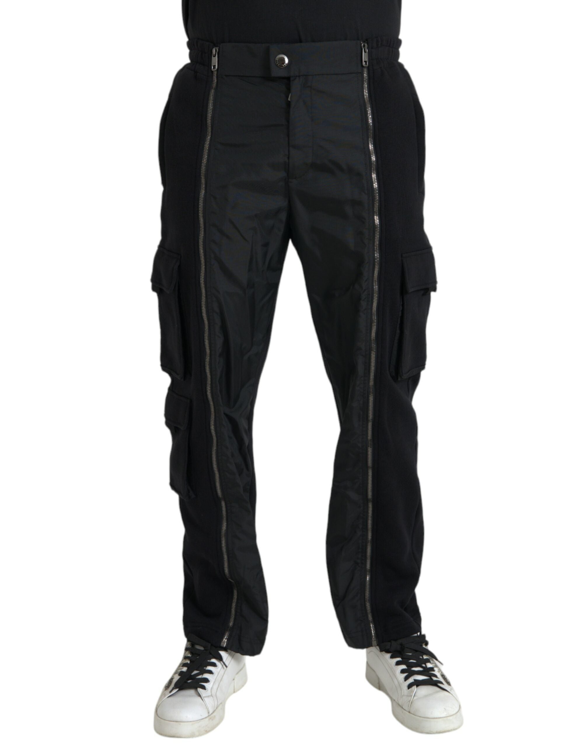 Pantalon skinny noir en coton mélangé de Dolce & Gabbana, coupe ajustée et détails modernes.