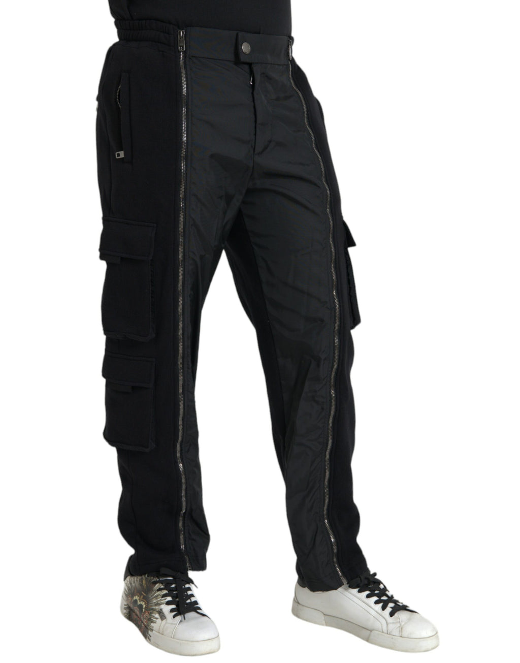 Pantalon skinny en coton mélangé noir de Dolce & Gabbana, coupe ajustée et style élégant, vue de face.