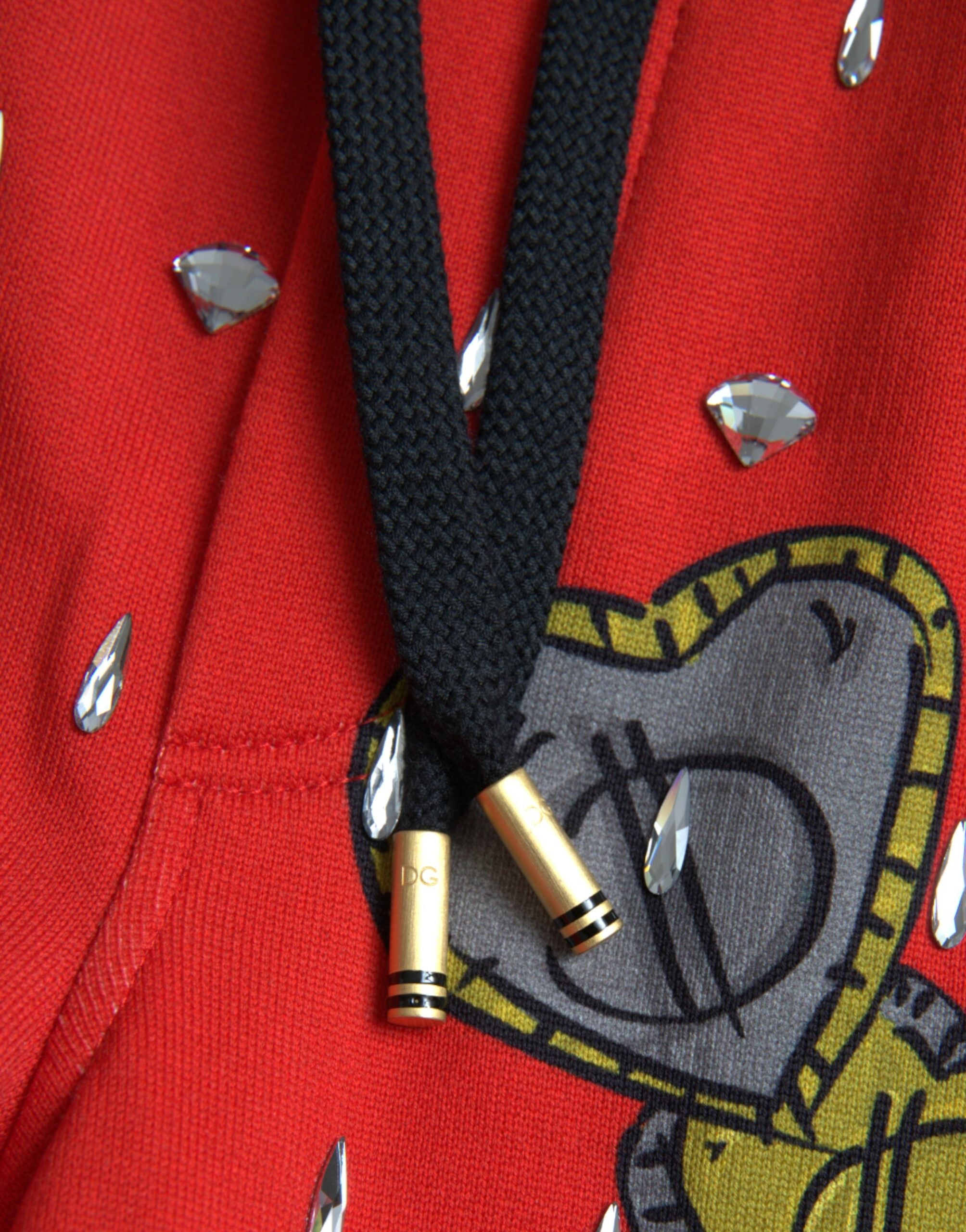 Pantalon jogger rouge Dolce & Gabbana Year Of The Pig, sweatpants en tissu confortable avec motif animalier.