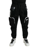 Pantalon de jogging cargo noir pour homme Dolce & Gabbana en nylon avec poches et cordons de serrage.