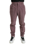 Pantalons skinny en velours côtelé coton stretch violets de Dolce & Gabbana, coupe ajustée et détails modernes.