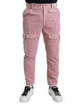 Jeans cargo skinny en coton stretch rose en velours côtelé Dolce & Gabbana, style décontracté et tendance.