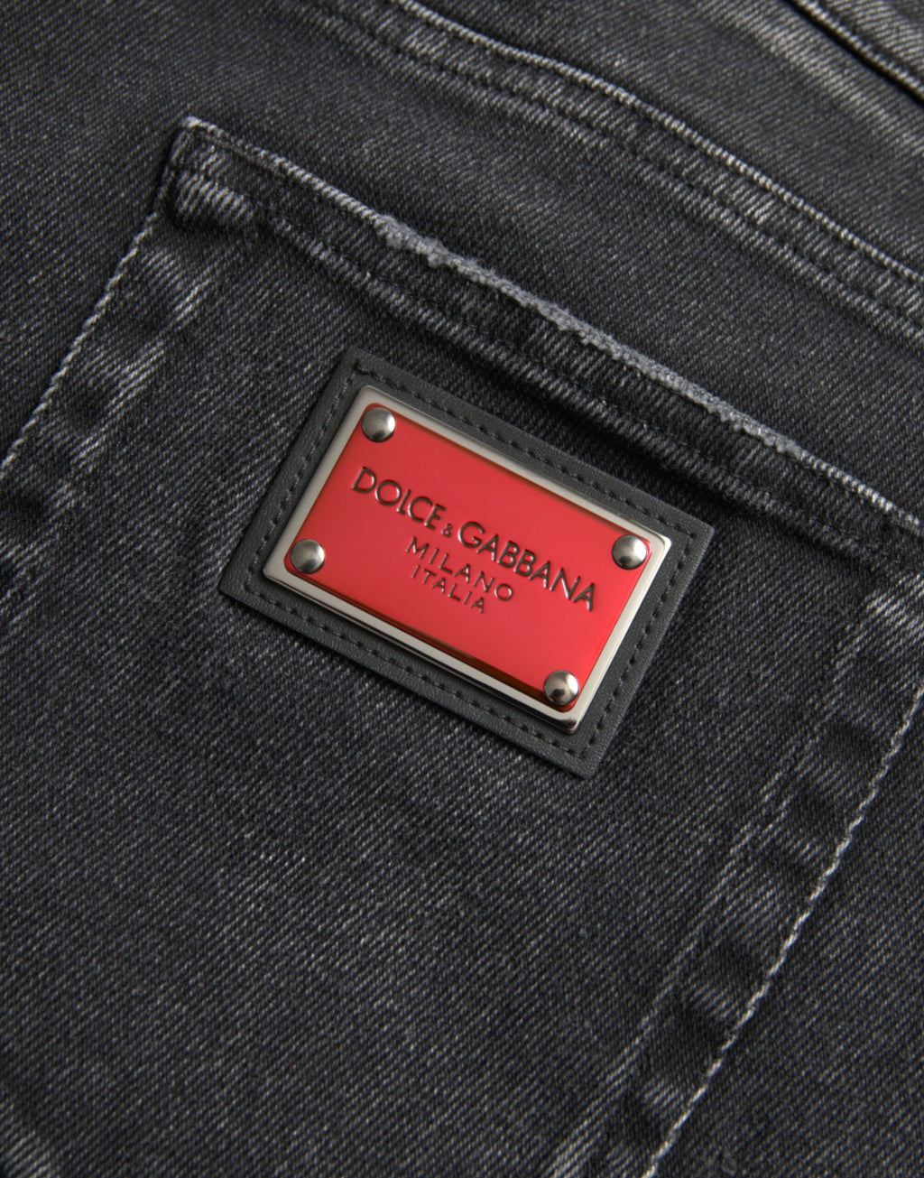 Jeans skinny en coton extensible gris de Dolce & Gabbana avec logo en denim, ajustés et modernes.