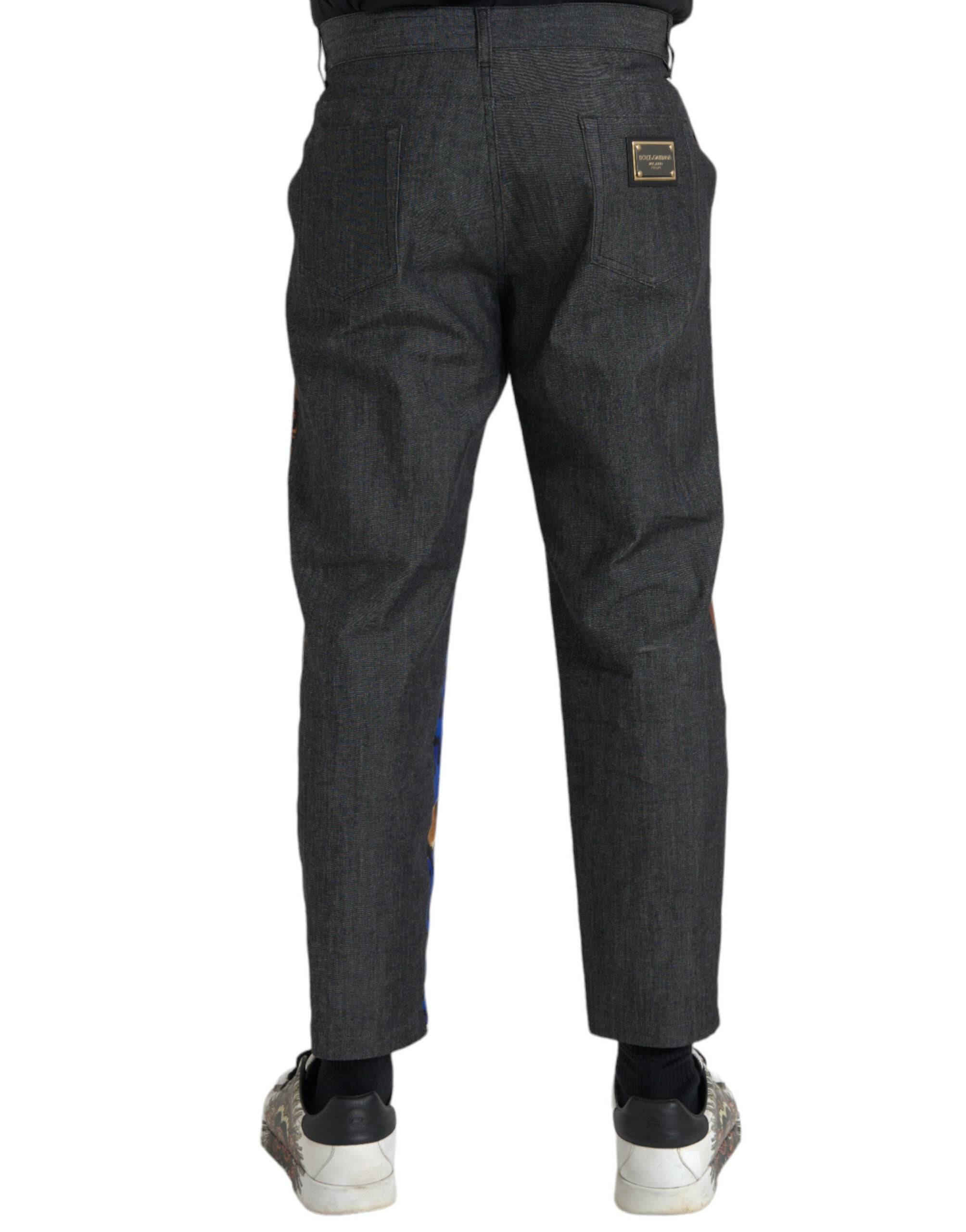 Pantalons larges en coton Dolce & Gabbana à motif tigre et léopard multicolore, style décontracté et tendance.