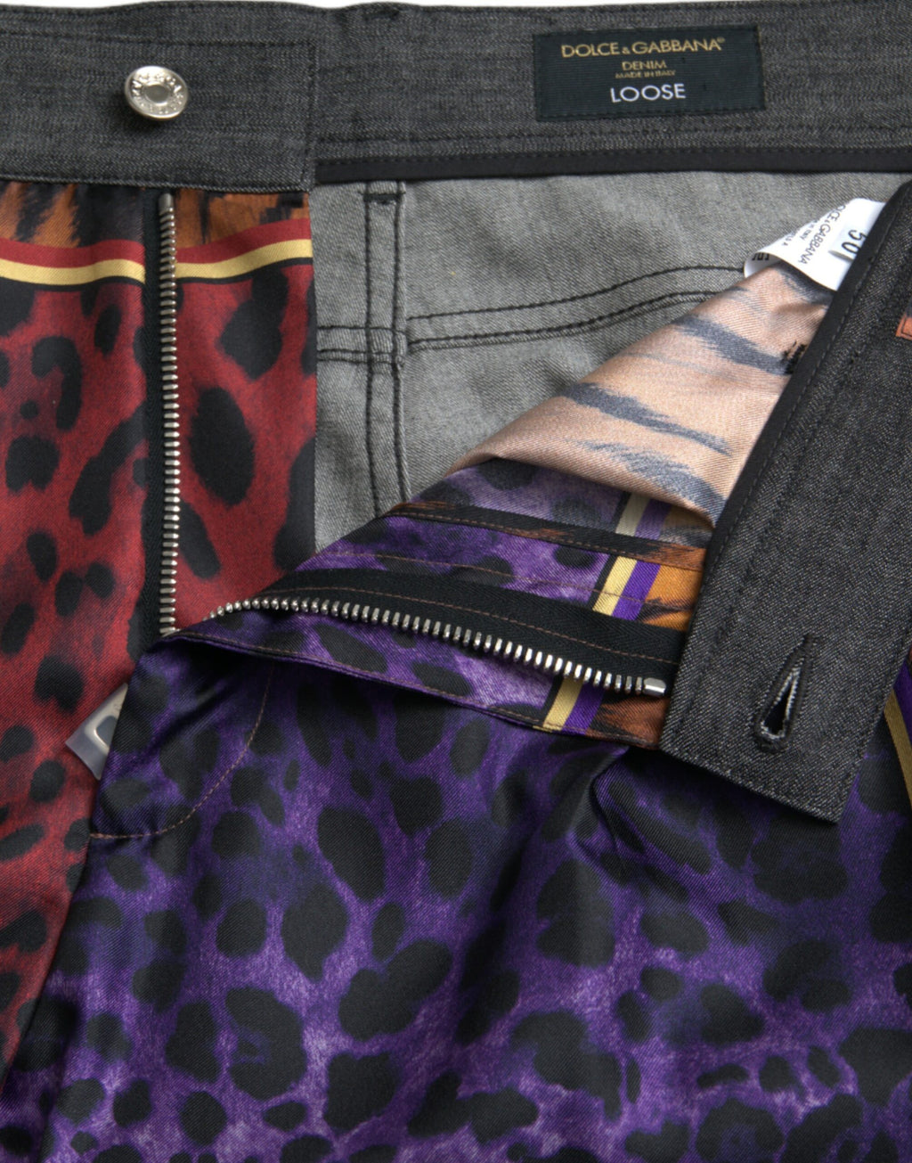 Pantalons amples en coton multicolores à imprimé tigre et léopard de Dolce & Gabbana, style décontracté et tendance.