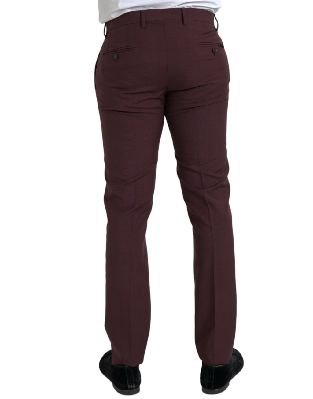 Pantalon habillé pour homme en laine marron bailleur slim fit de Dolce & Gabbana, vue de face.