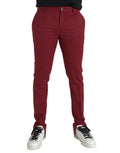 Pantalon de costume rouge en laine pour homme de marque Dolce & Gabbana, coupe slim fit, vue en gros plan.