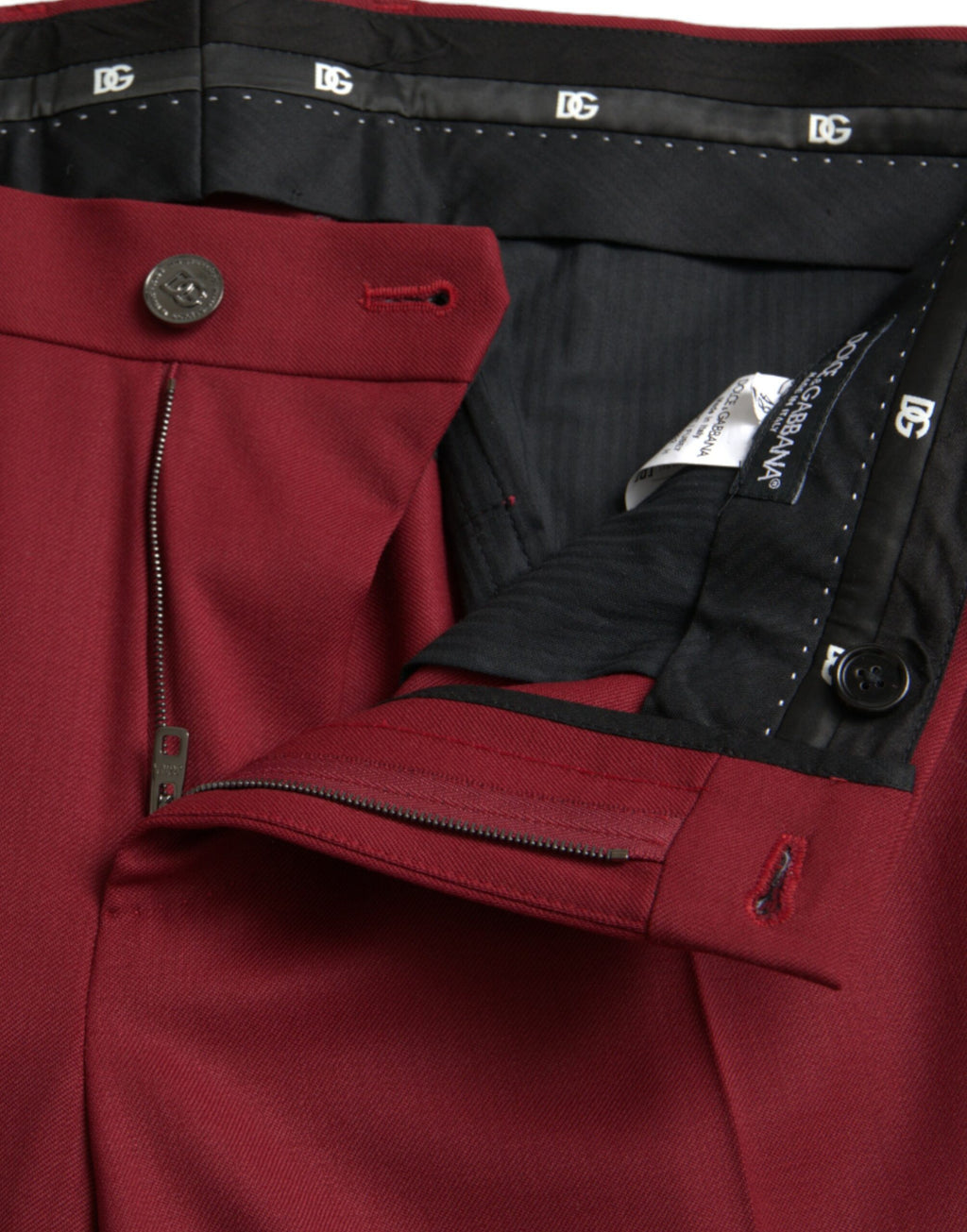 Pantalon homme en laine rouge de coupe slim, Dolce & Gabbana, pantalon habillé élégant pour homme.