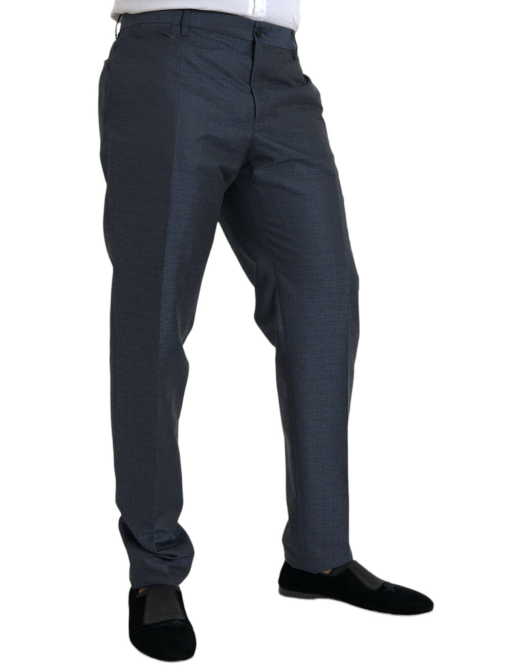 Pantalon homme skinny en laine bleue de Dolce & Gabbana, style élégant et ajusté pour occasion formelle.