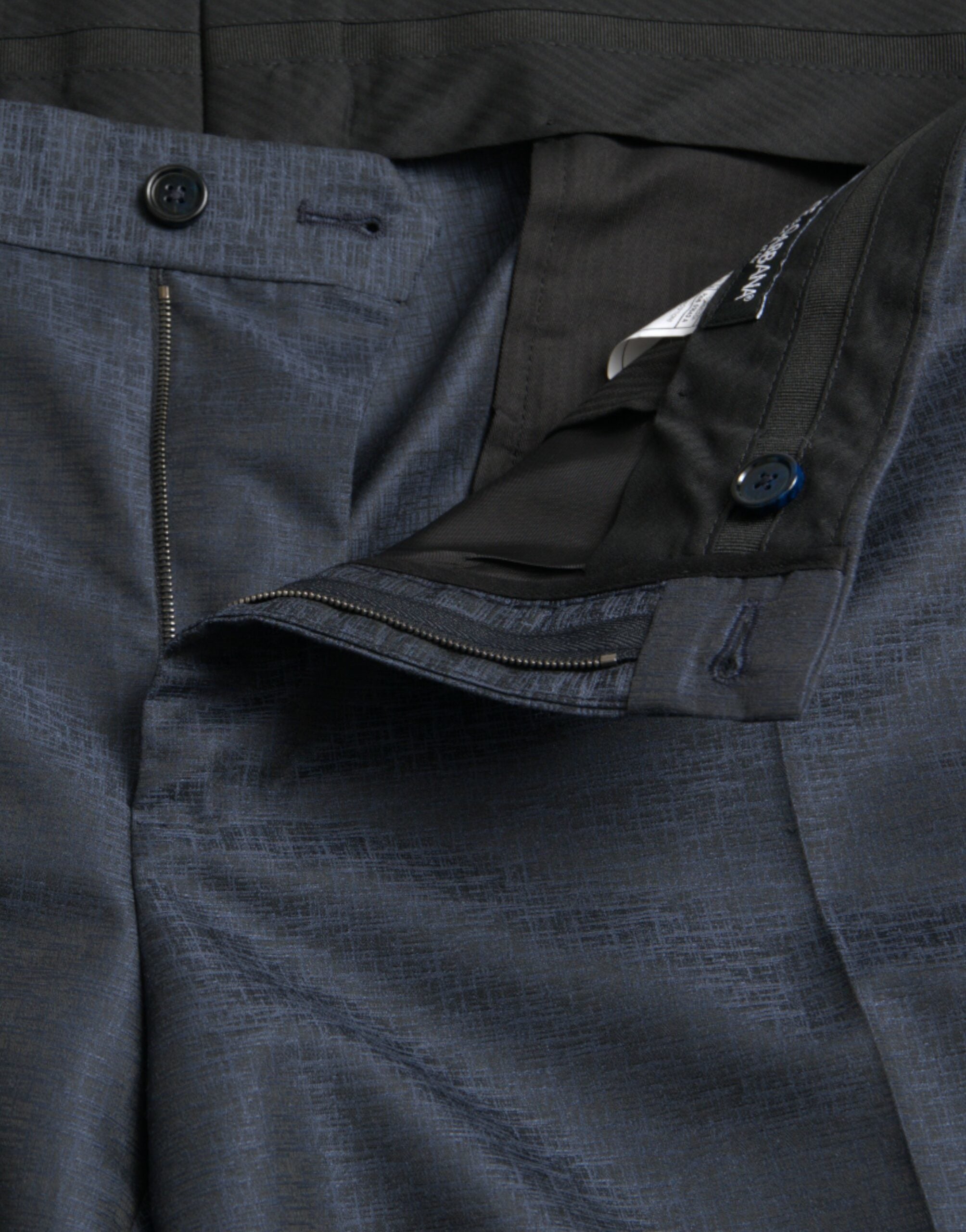Pantalon homme Dolce & Gabbana en laine bleue, coupe skinny, pantalon de costume élégant et moderne.