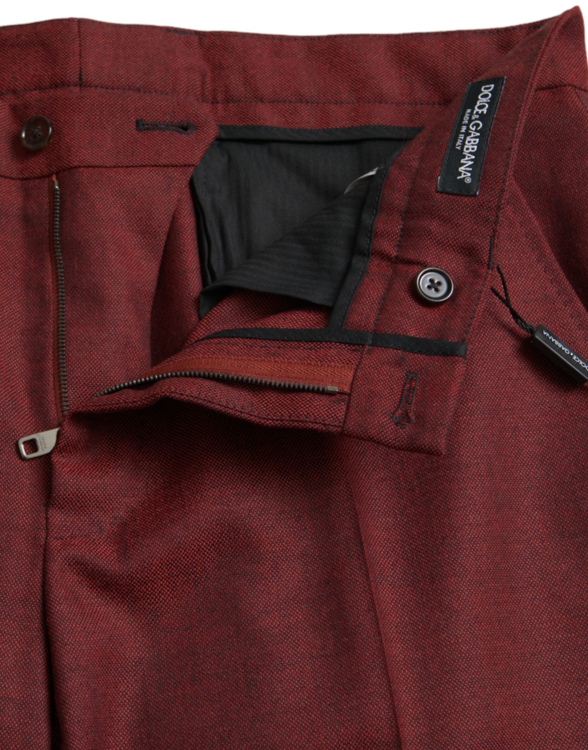 Pantalon homme skinny en laine marron de Dolce & Gabbana, pantalon de costume élégant et ajusté.