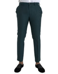 Pantalons slim en laine verte Dolce & Gabbana, coupe ajustée et élégante, visibles avec détails de couture.
