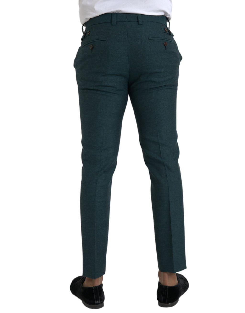 Pantalon slim en laine verte de Dolce & Gabbana, coupe skinny, look élégant et ajusté pour femme.