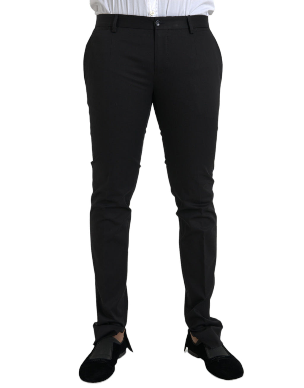 Pantalon skinny noir en coton extensible de Dolce & Gabbana, conçu pour un style moderne et ajusté.