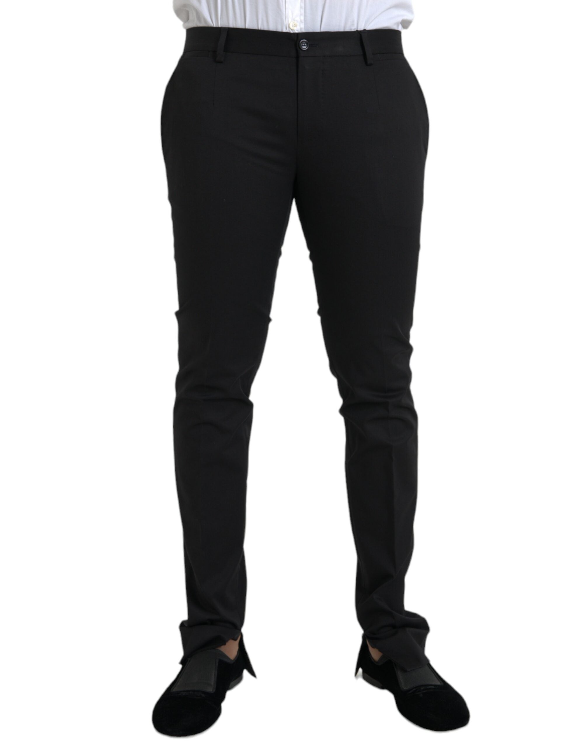 Pantalon skinny noir en coton extensible de Dolce & Gabbana, conçu pour un style moderne et ajusté.