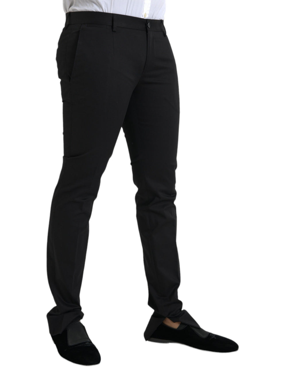 Pantalon slim en coton noir de Dolce & Gabbana pour femme, coupe skinny et stretch, élégant et confortable.