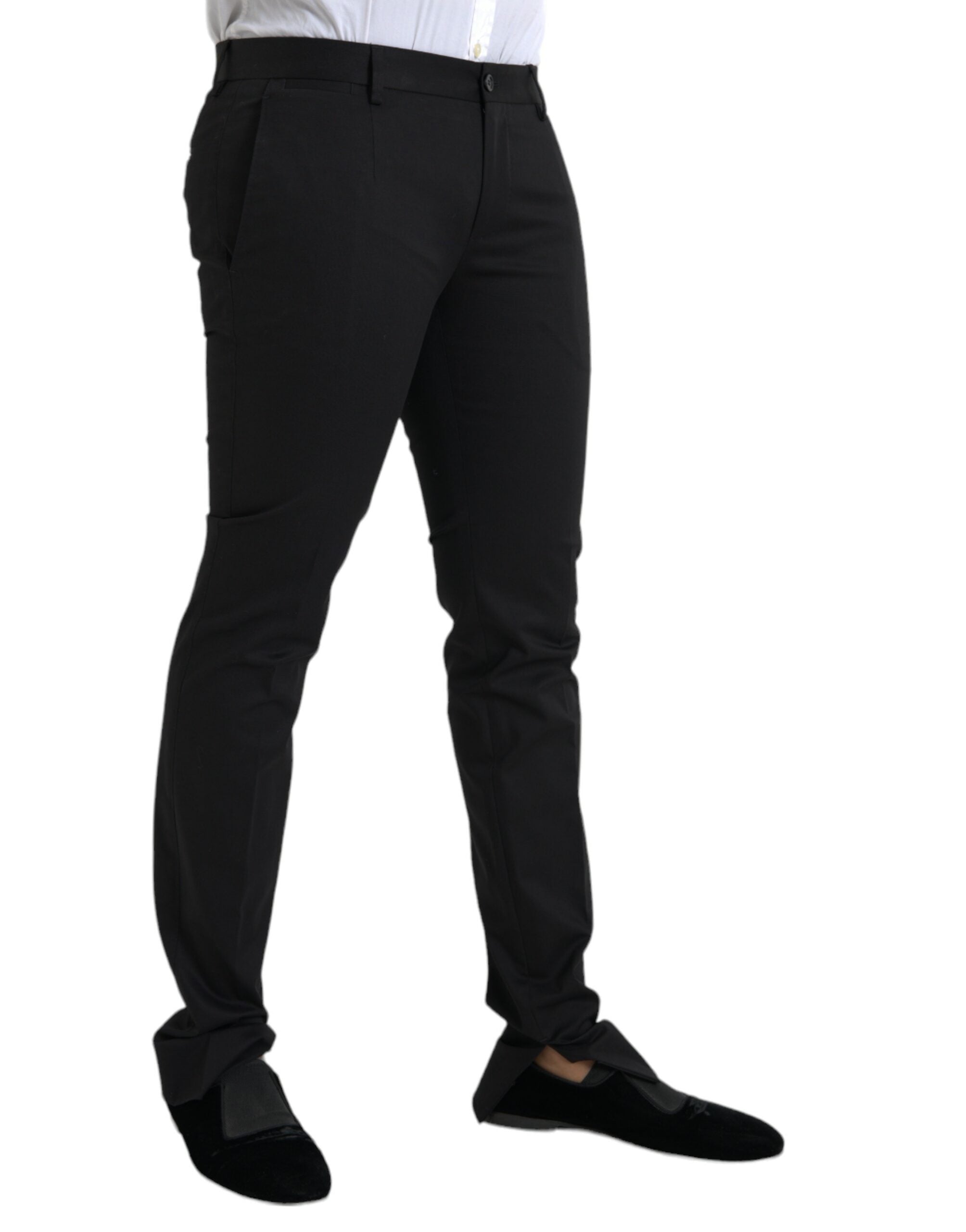 Pantalon slim en coton noir de Dolce & Gabbana pour femme, coupe skinny et stretch, élégant et confortable.
