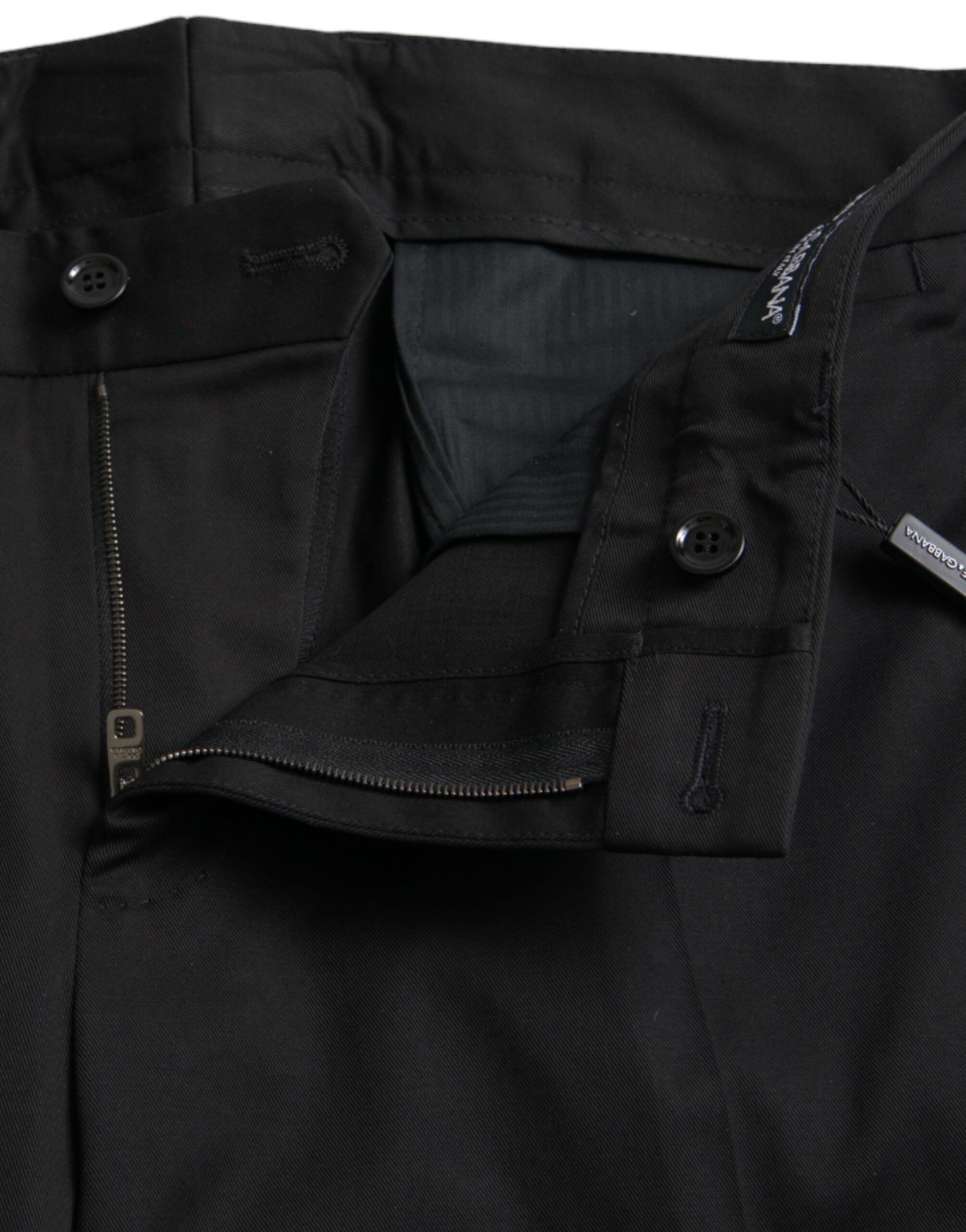 Pantalons slim en coton stretch noir de Dolce & Gabbana, coupe skinny, pour homme ou femme, élégants et ajustés.
