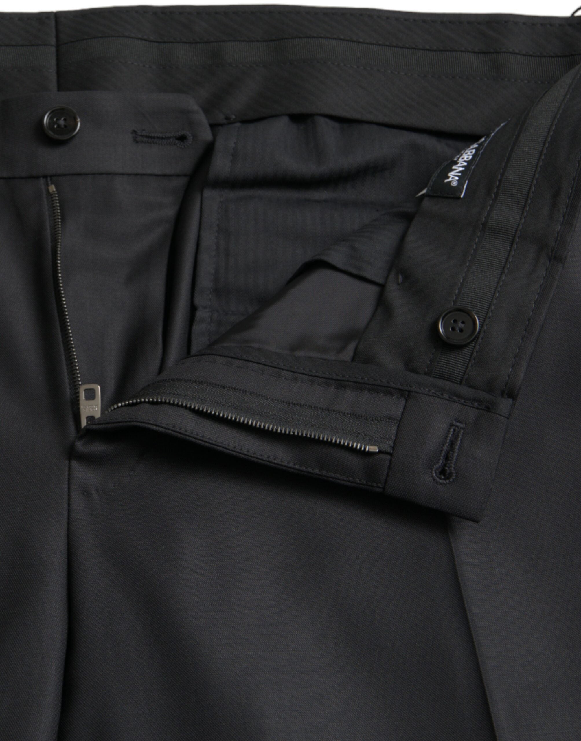 Pantalon skinny en laine et soie noire de Dolce & Gabbana, style élégant et ajusté pour femme.