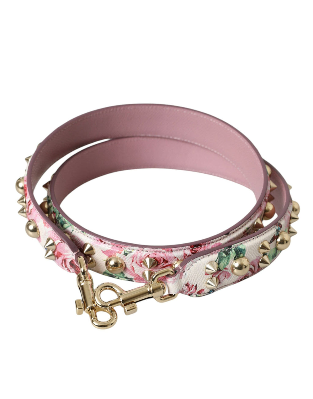 bandoulière d'accessoire pour sac à main Dolce & Gabbana rose avec motifs floraux, en cuir et textile.