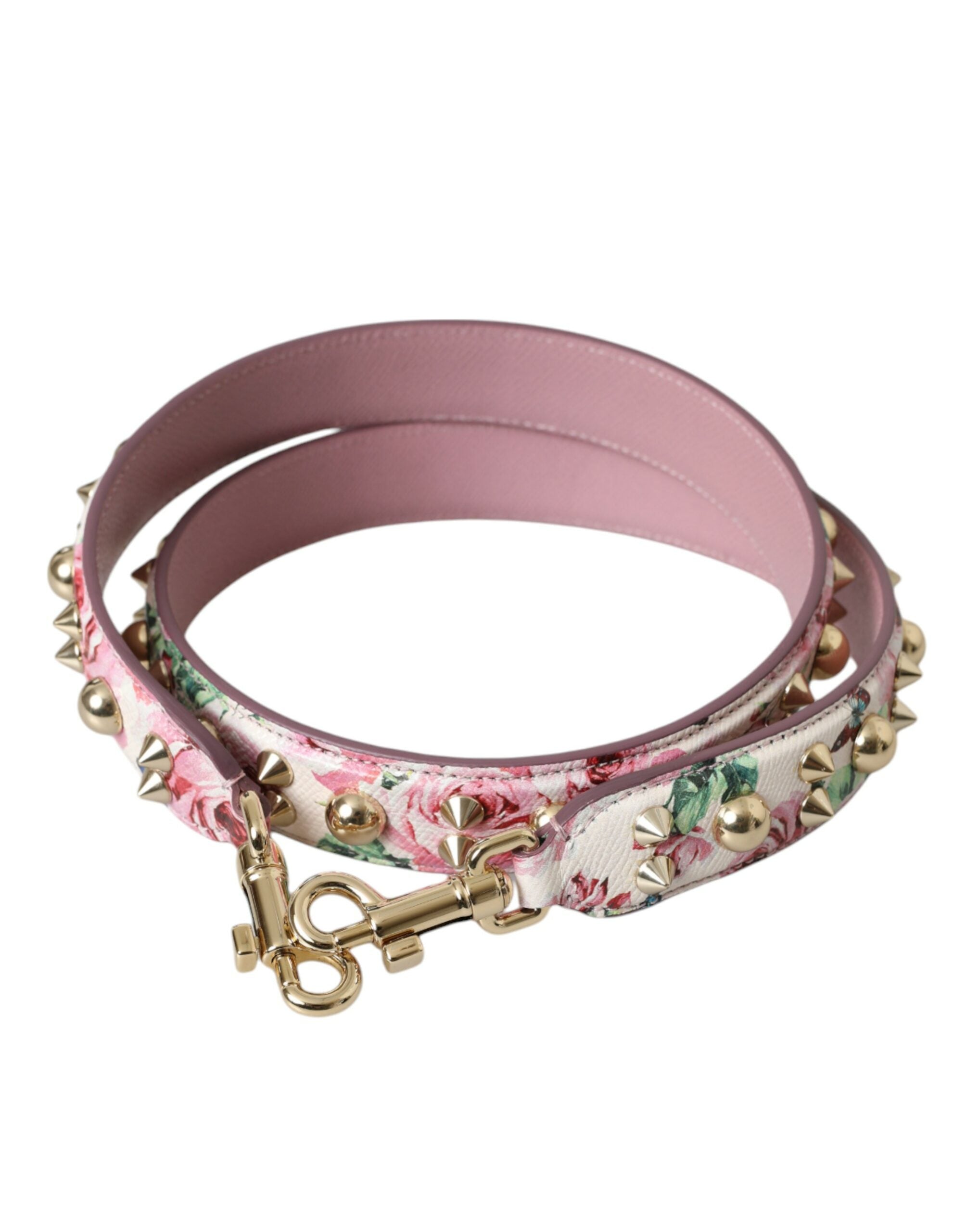 bandoulière d'accessoire pour sac à main Dolce & Gabbana rose avec motifs floraux, en cuir et textile.