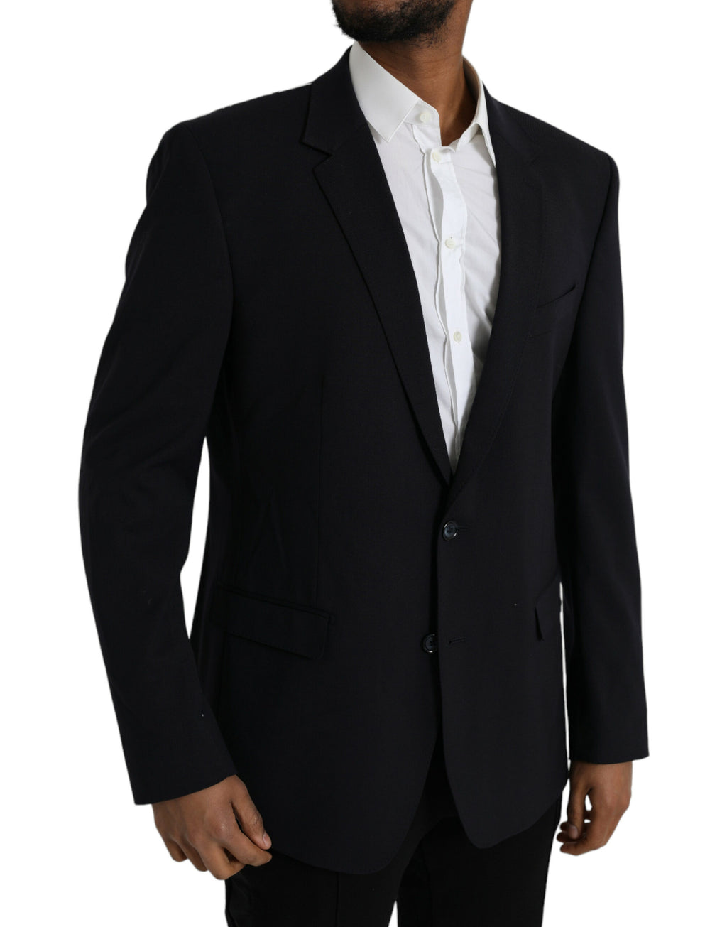 Manteau blazer noir Dolce & Gabbana Martini à boutonnière simple, élégant et classique, porté sur un mannequin.