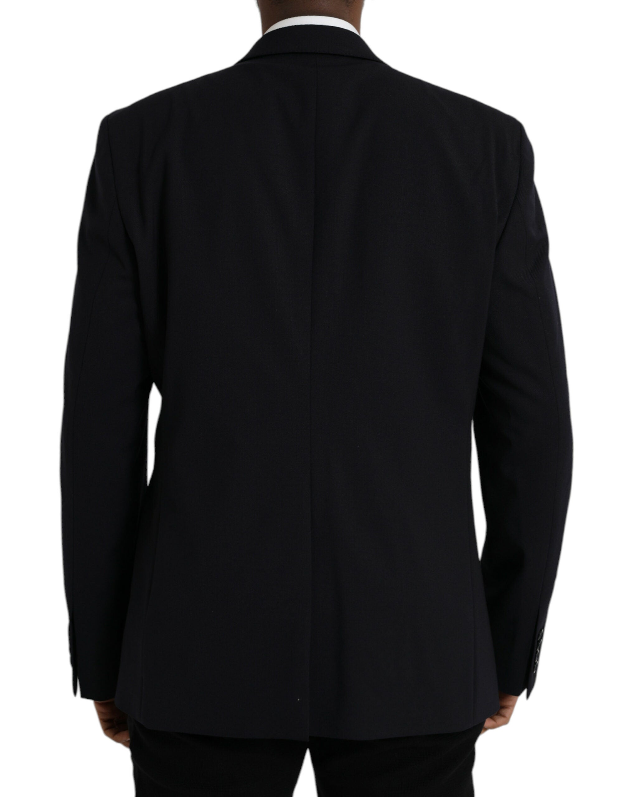 Veste blazer Dolce & Gabbana noir Martini à un bouton, coupe classique avec col revers et pochettes élégantes.