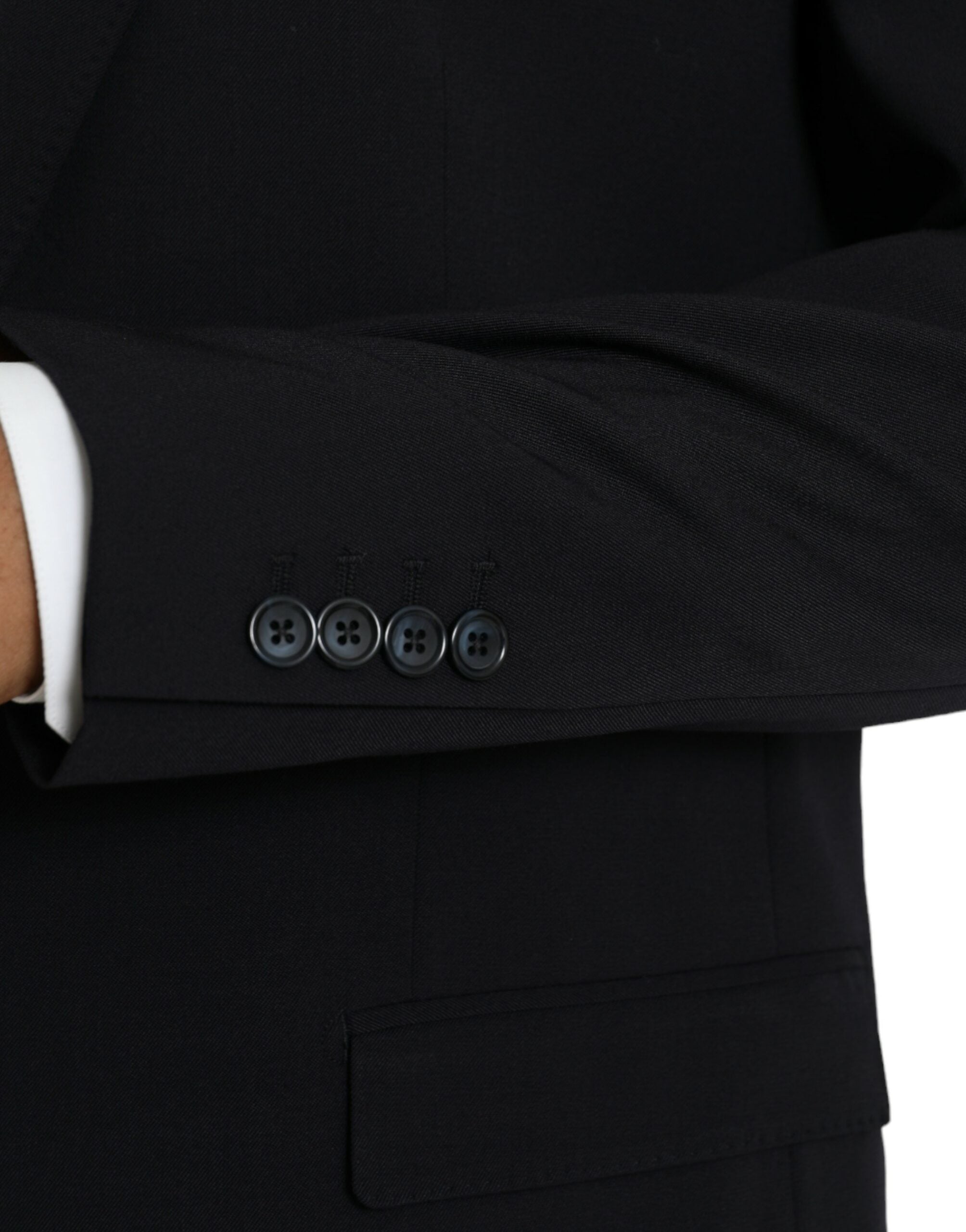 Manteau blazer noir Dolce & Gabbana MARTINI à simple boutonnage, élégant et classique, porté sur un mannequin.