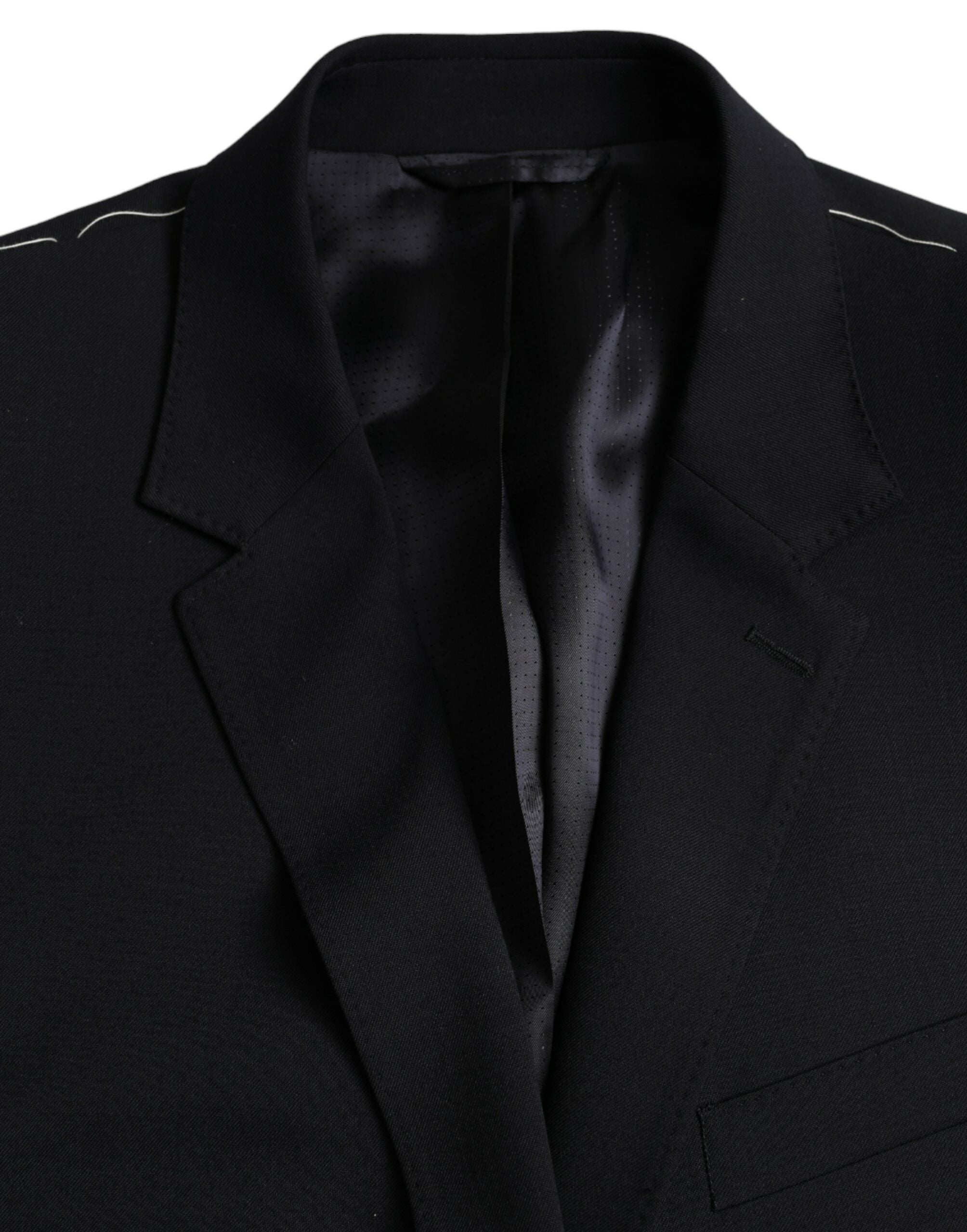 Manteau blazer noir Dolce & Gabbana Martini à coupe simple, élégante, avec boutons visibles et col classique.