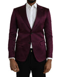 Manteau blazer en soie bordeaux Dolce & Gabbana à simple boutonnage, élégante coupe pour homme ou femme.