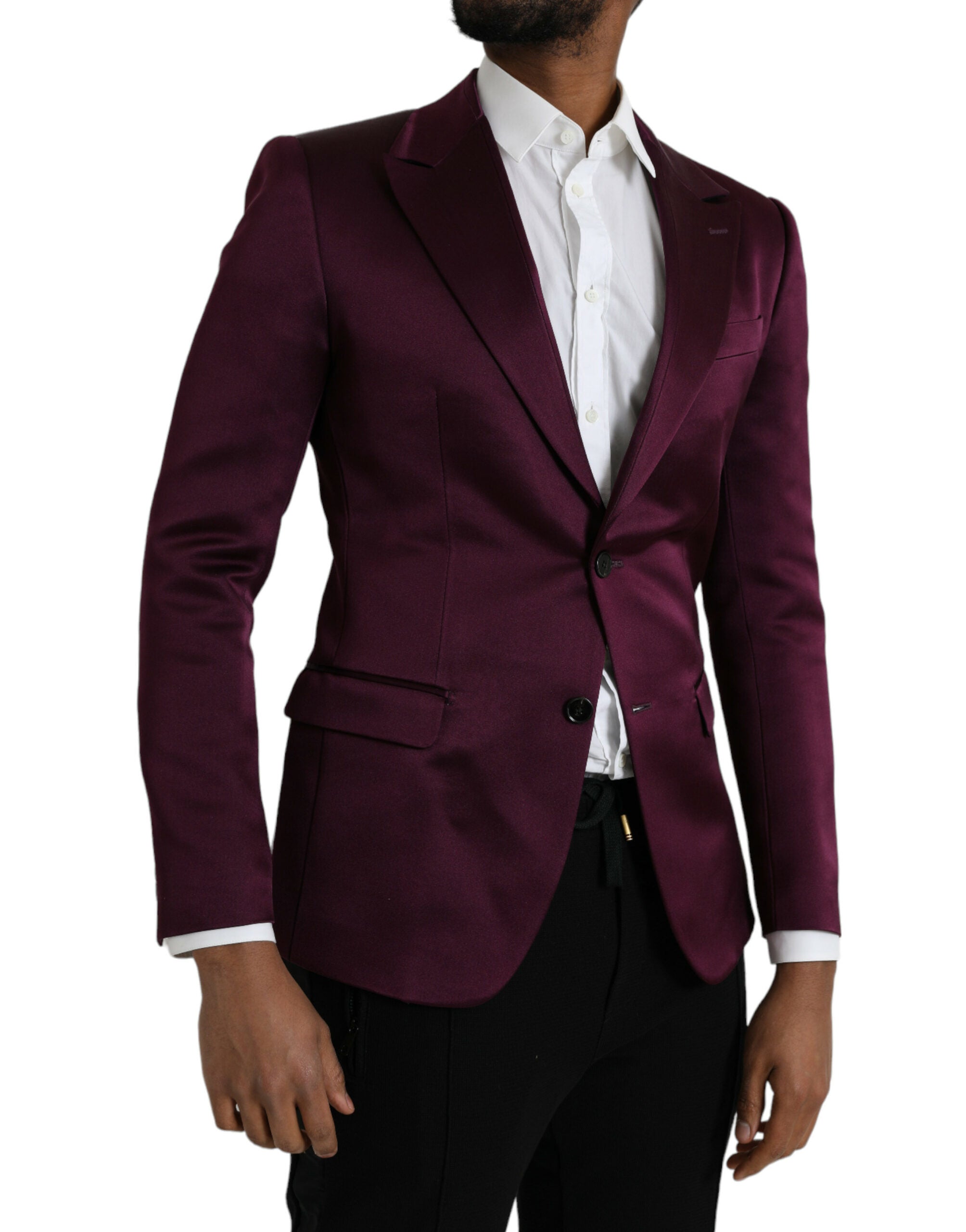 Veste blazer en soie marron brique de Dolce & Gabbana, coupe simple boutonnage, tissu élégant et finition raffinée.