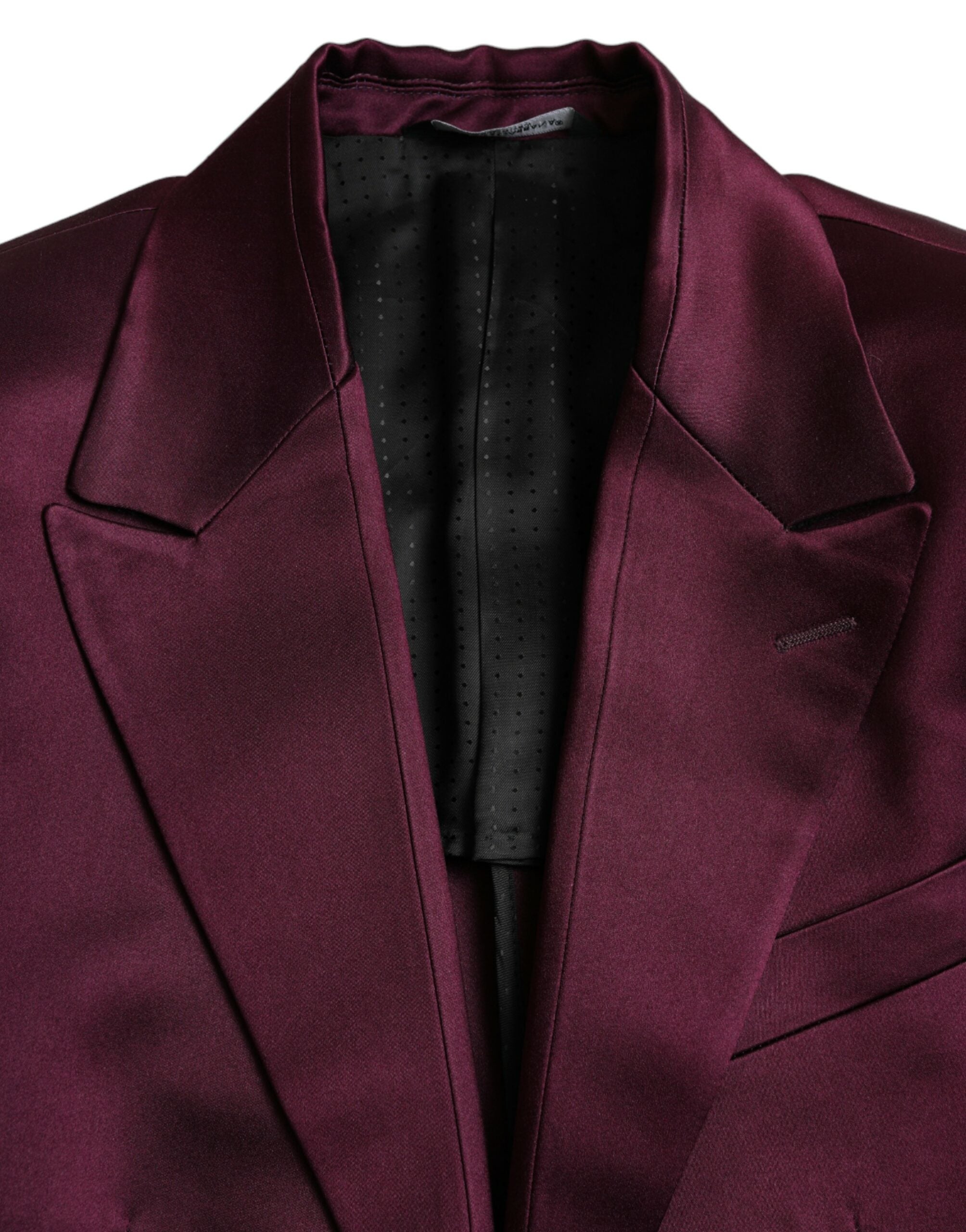 Manteau blazer en soie bordeaux à simple boutonnage de Dolce & Gabbana, élégant et sophistiqué pour homme.