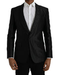 Manteau blazer noir Dolce & Gabbana Martini à un bouton, coupe classique et élégante, porté sur mannequin.