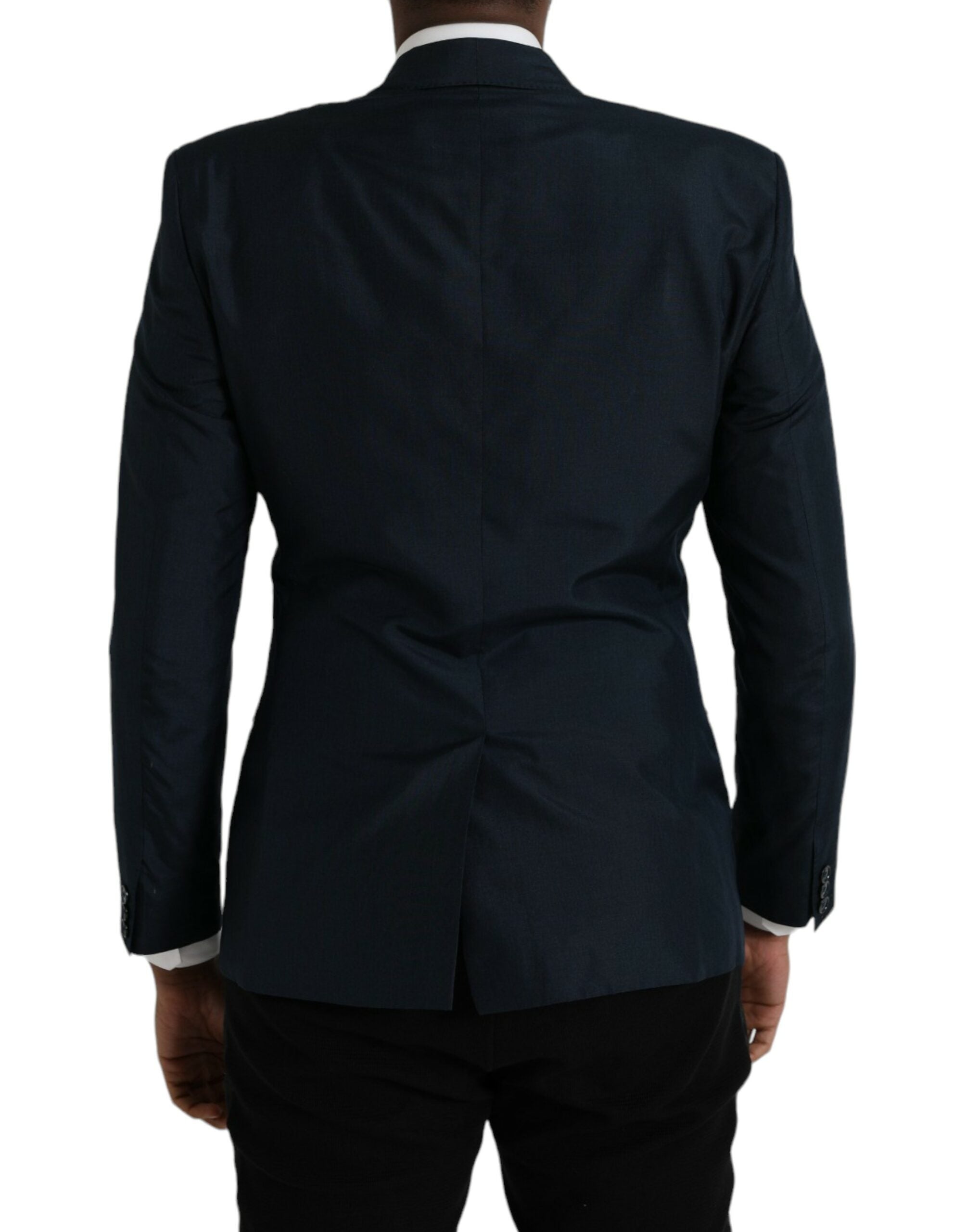 Manteau blazer bleu Dolce & Gabbana Gold à un seul bouton, coupe croisée, en tissu élégant et sophistiqué.