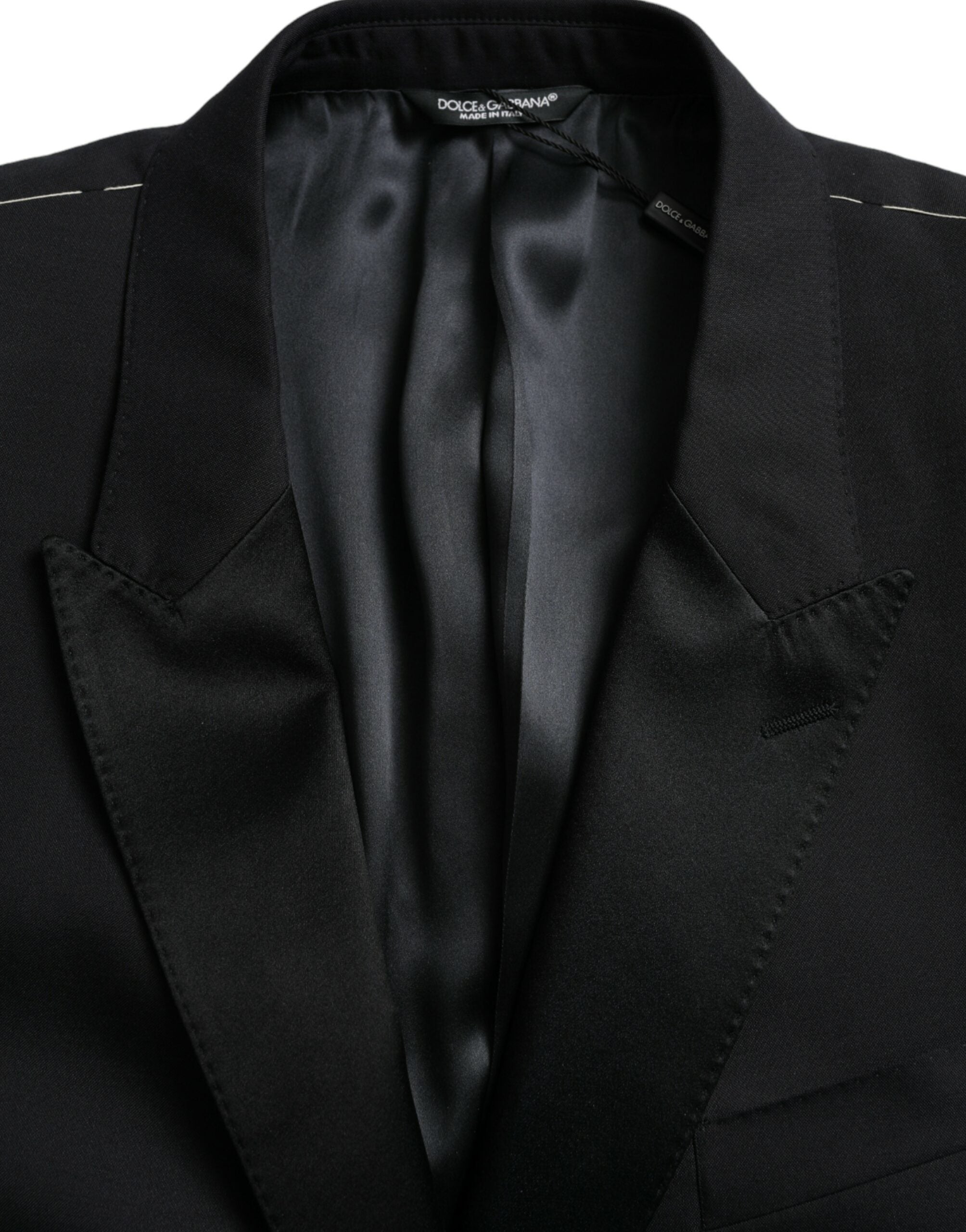 Blazer Dolce & Gabbana Bleu MARTINI à un seul bouton, coupe classique, porté sur mannequin, détails de la veste visibles.