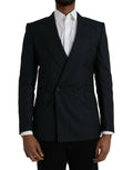 Manteau blazer à rayures noires Dolce & Gabbana Sicilia à double boutonnage, élégant et sophistiqué.