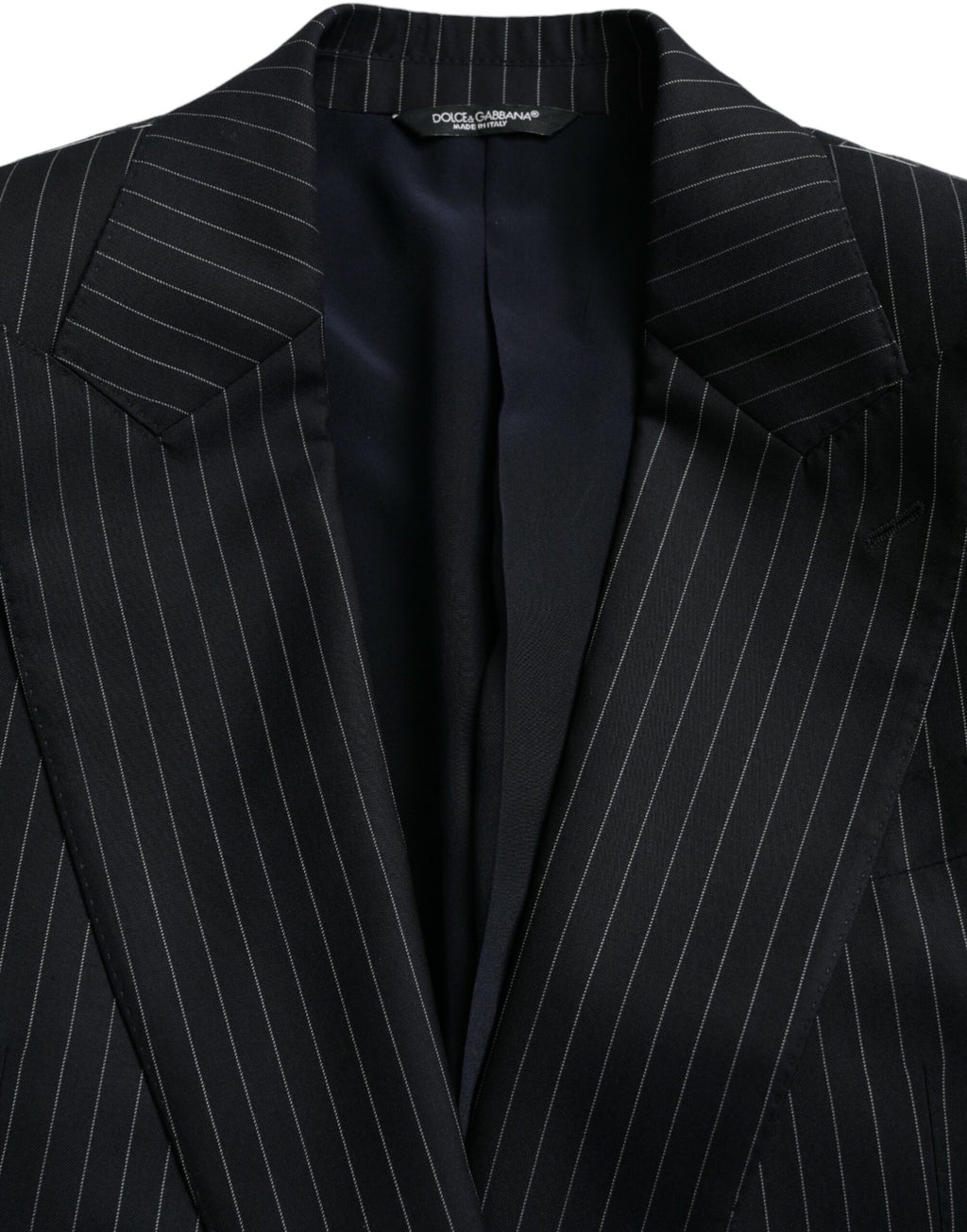 Manteau blazer noir à rayures Dolce & Gabbana Sicilia à double boutonnage, élégant et sophistiqué.